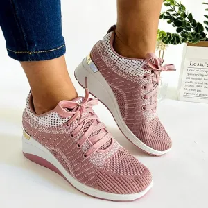 NEW Comfy Womens Running Shoes with Arch Support Streamlined Leisure Breathable Outdoor Casual Shoes SZ 5, PINK