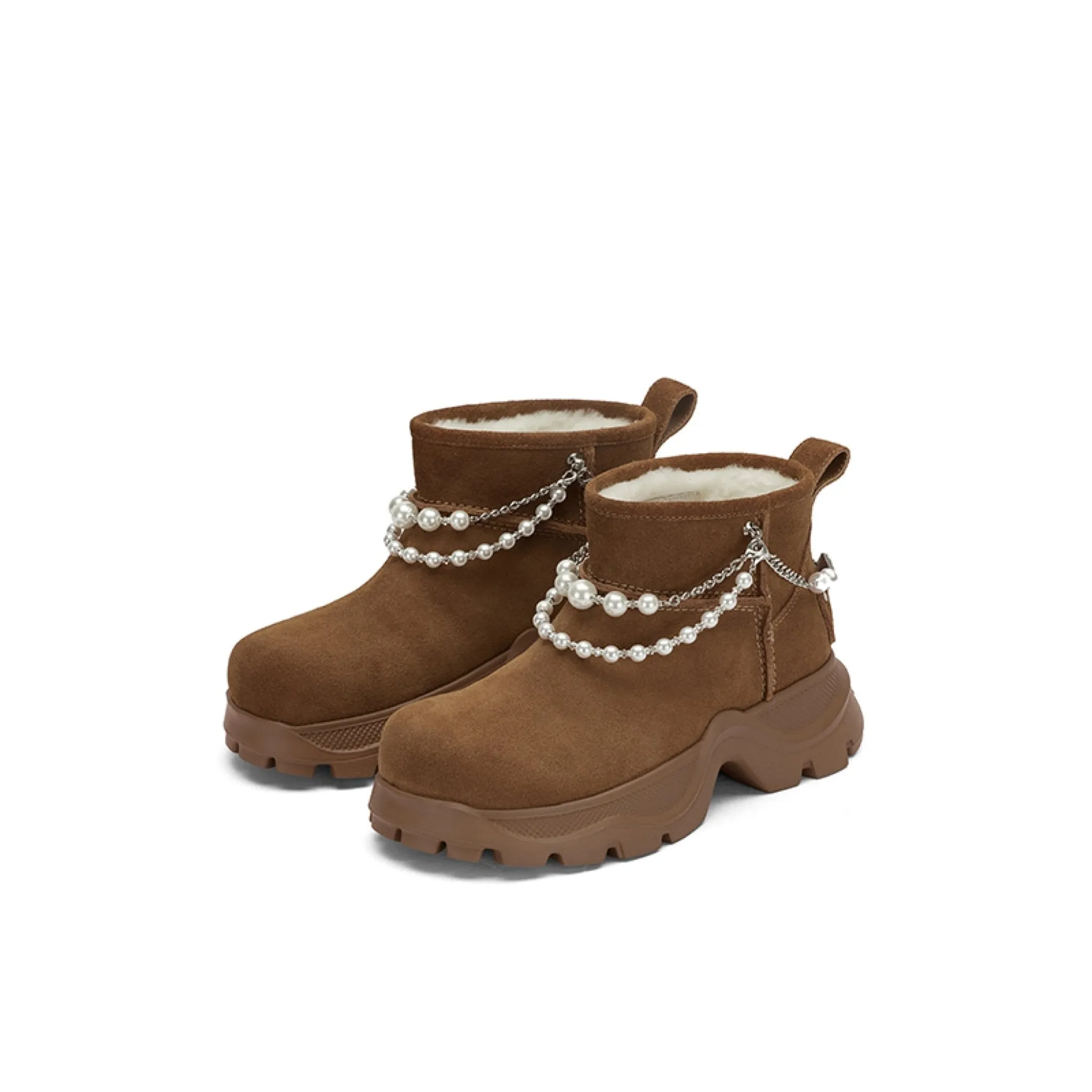 Pearl Chain Snow Boots Brown