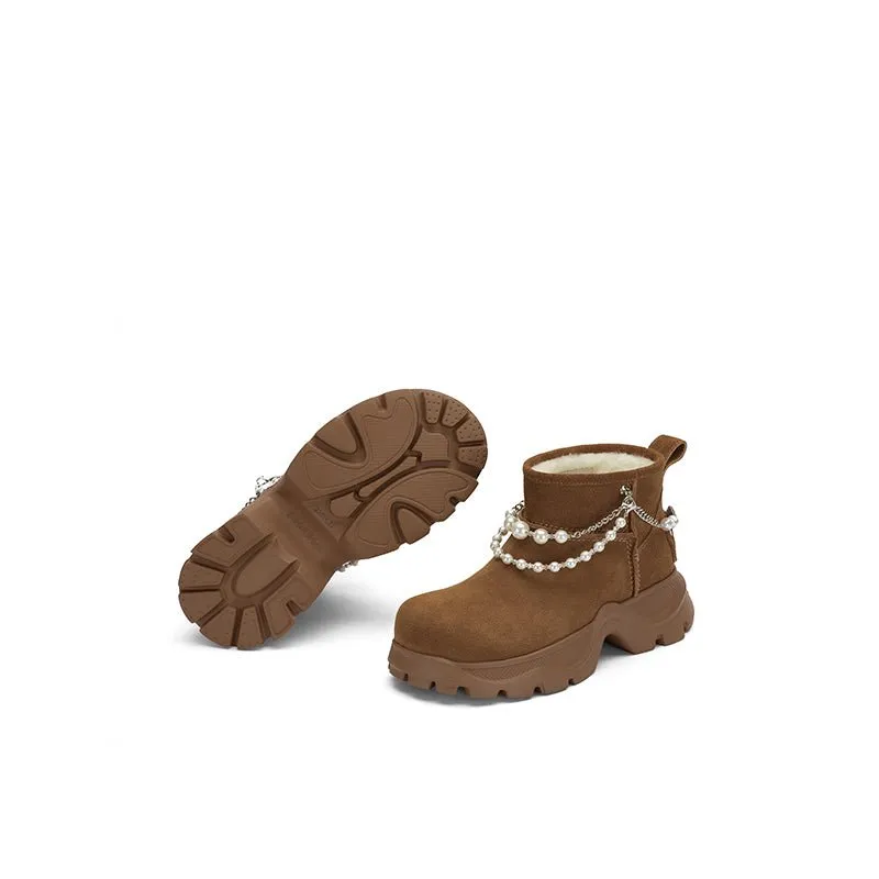 Pearl Chain Snow Boots Brown