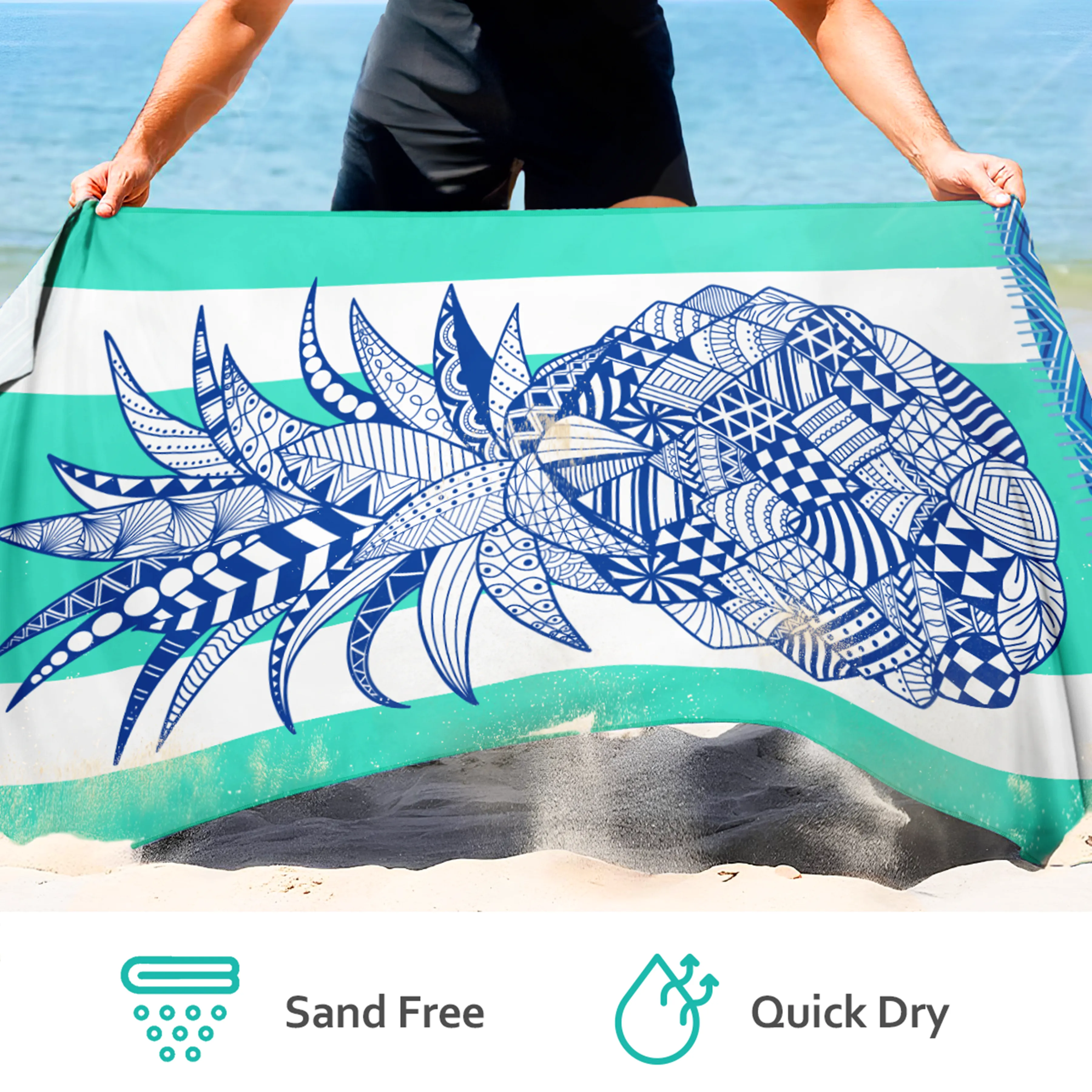 Pineapple Beach Towel for Women Men 35"x70" - Quick Dry Lightweight Microfiber Beach Towels for Adult - Perfect for Summer Beach Pool Swim Bath Camping Picnic Yoga