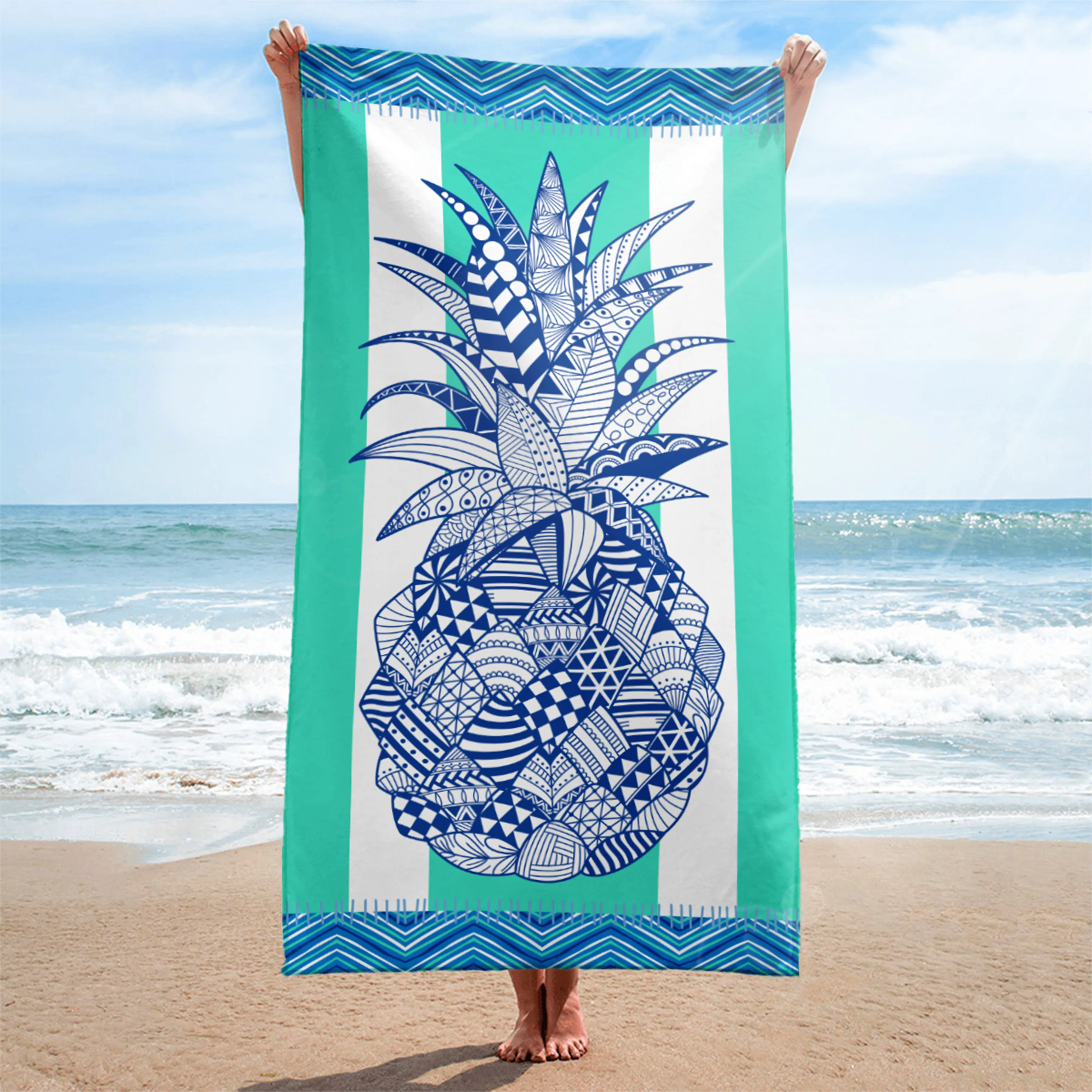 Pineapple Beach Towel for Women Men 35"x70" - Quick Dry Lightweight Microfiber Beach Towels for Adult - Perfect for Summer Beach Pool Swim Bath Camping Picnic Yoga