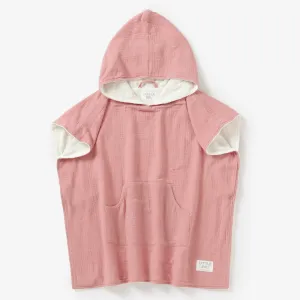 Poncho Hooded Beach Towel - Coral Pink