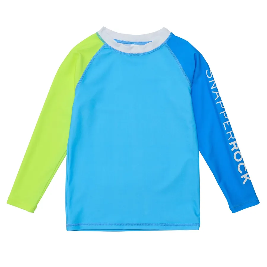 Snapper Rock Citron Splash Colorblock Long Sleeve Rash Top B20094L - Blue