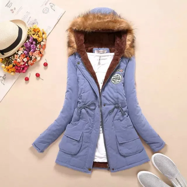 Thick Fleece Lined Plush Hooded Windproof Warm Down Outerwear Jackets Parka Coats for Women