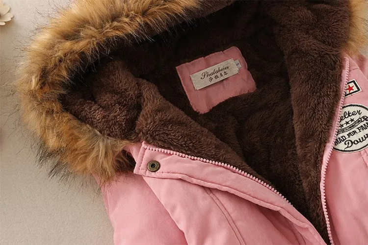 Thick Fleece Lined Plush Hooded Windproof Warm Down Outerwear Jackets Parka Coats for Women