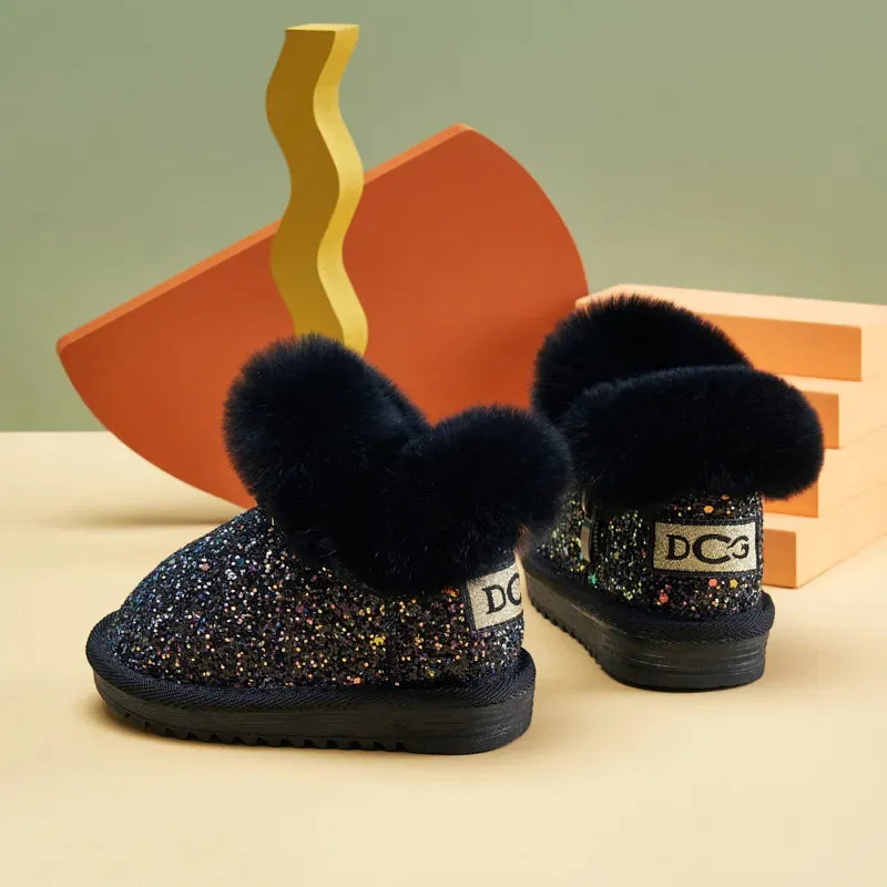 Winter Kids Fashion snow boots thick Child Genuine Leather