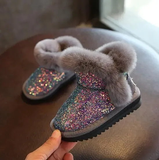 Winter Kids Fashion snow boots thick Child Genuine Leather