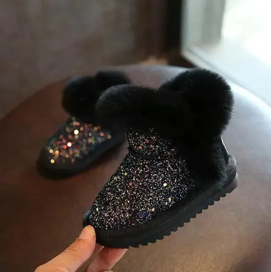 Winter Kids Fashion snow boots thick Child Genuine Leather