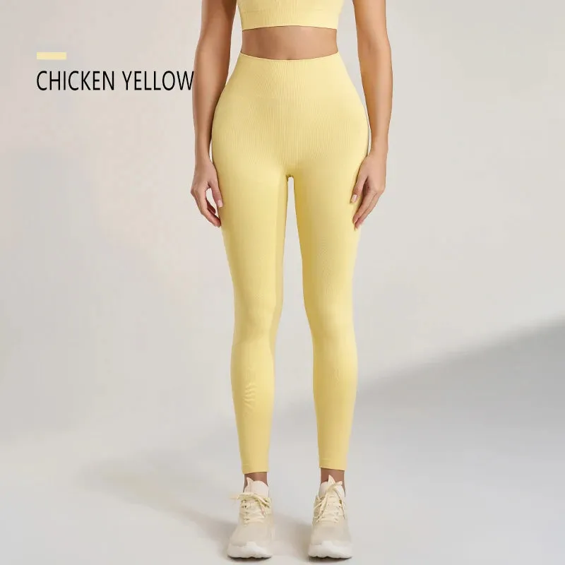 Women's Sports Fitness Leggings Seamless High Waist Stretch Solid Color Yoga Leggings Training Running Gym Quick Dry Breathable