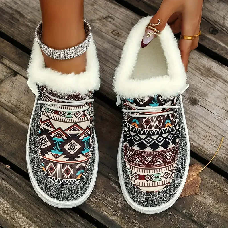 Zhongao Vrouwen Wintersneakers, Comfortabel & Warm, Grijs