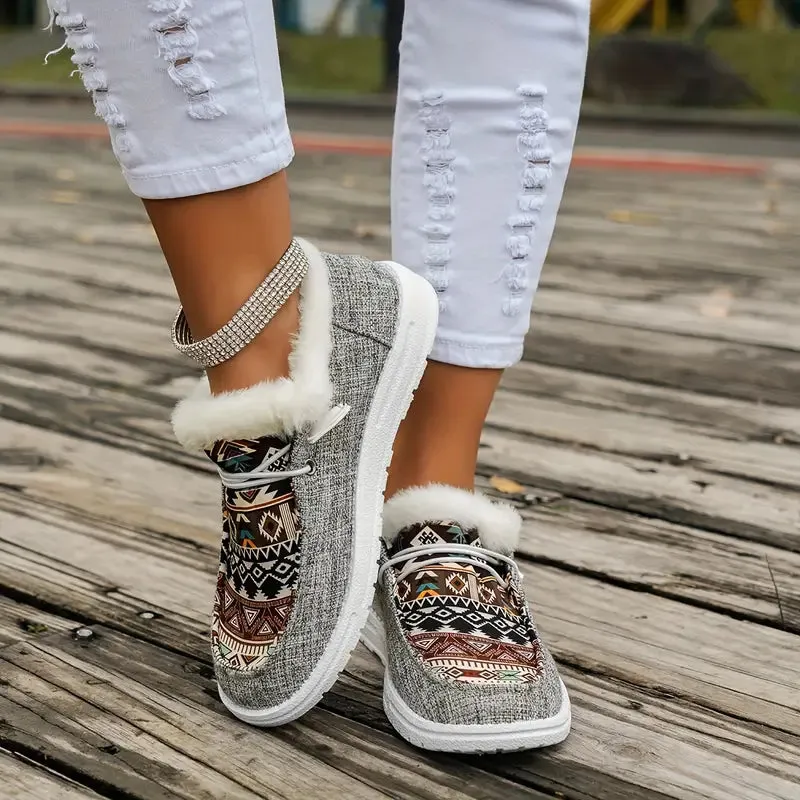 Zhongao Vrouwen Wintersneakers, Comfortabel & Warm, Grijs