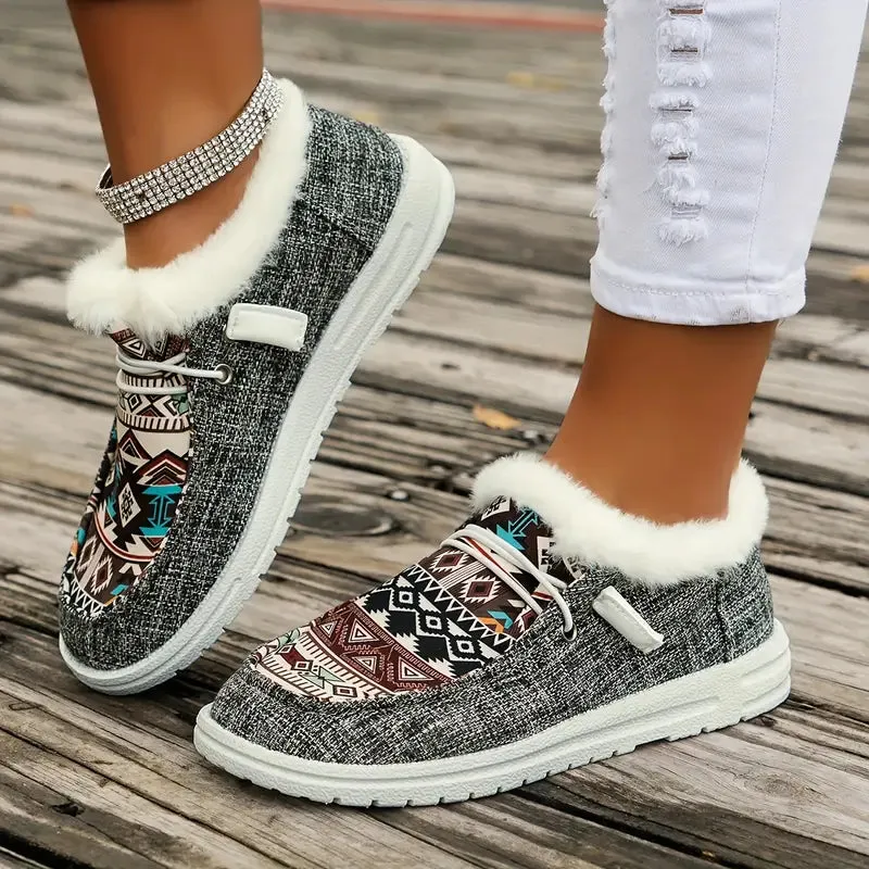 Zhongao Vrouwen Wintersneakers, Comfortabel & Warm, Grijs