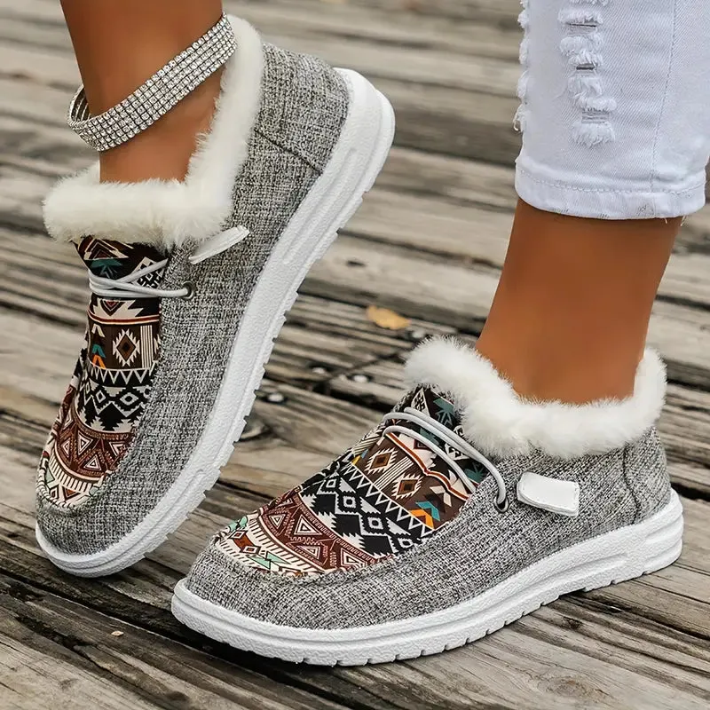Zhongao Vrouwen Wintersneakers, Comfortabel & Warm, Grijs